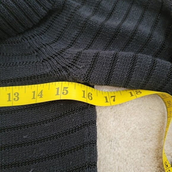 WHITE HOUSE BLACK MARKET BLACK STRIPED RIBBED KNIT COWL NECK SWEATER, SIZE S - Picture 8 of 11